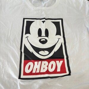 Men's Mickey Mouse "Oh Boy" XL White T-Shirt